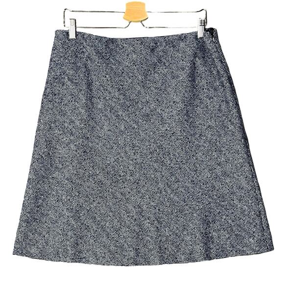 Brooks Brothers Dresses & Skirts - BROOKS BROTHERS Womens 12 Wool Tweed Herringbone Navy Blue Knee Length Skirt
